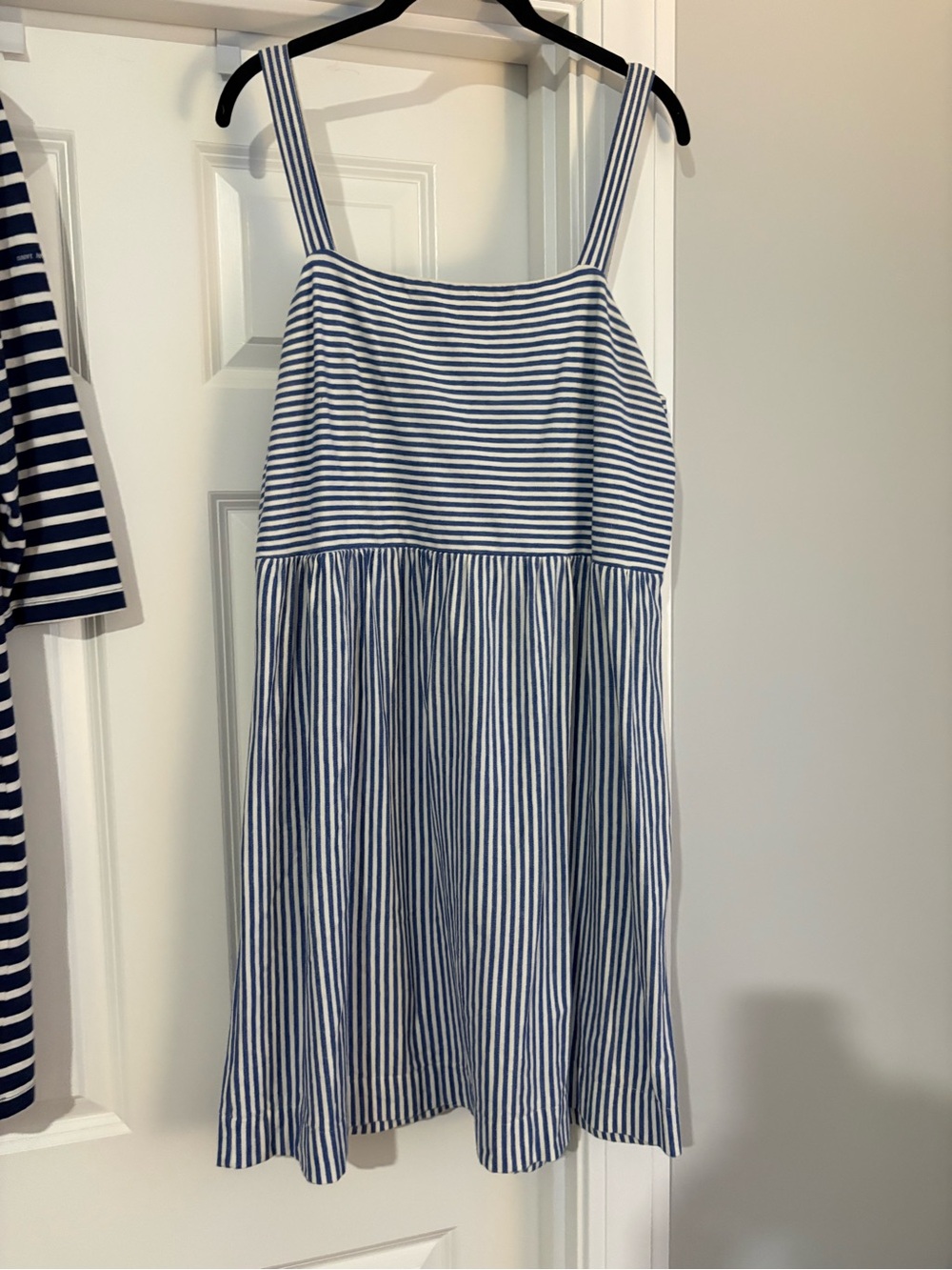 LOFT Blue and White Striped Midi Sundress